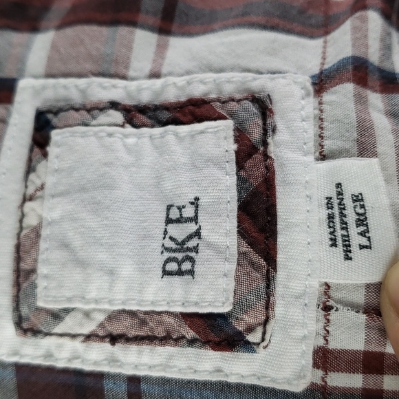 BKE Mens Size Large Long Sleeve Button Down Plaid Western Style Yokes - Picture 6 of 9